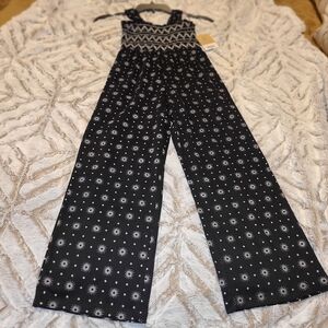 Girls Black and White Patterned Jumpsuit Size XXS 4/5